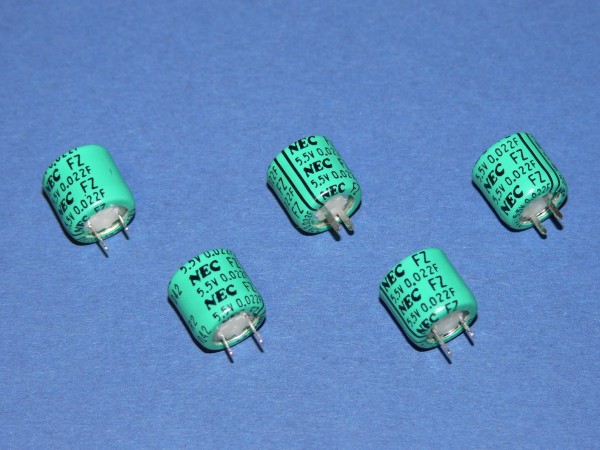 NEC 0,022F 5,5V Goldcap Kondensator Farbe Grün Lot mit 5 Stück